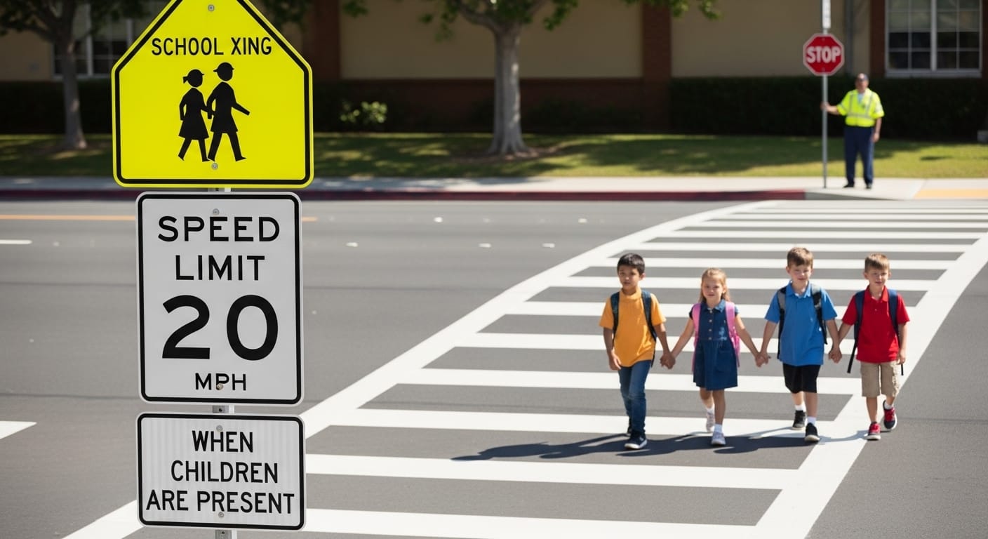California 20 mph school zone speed limit law 