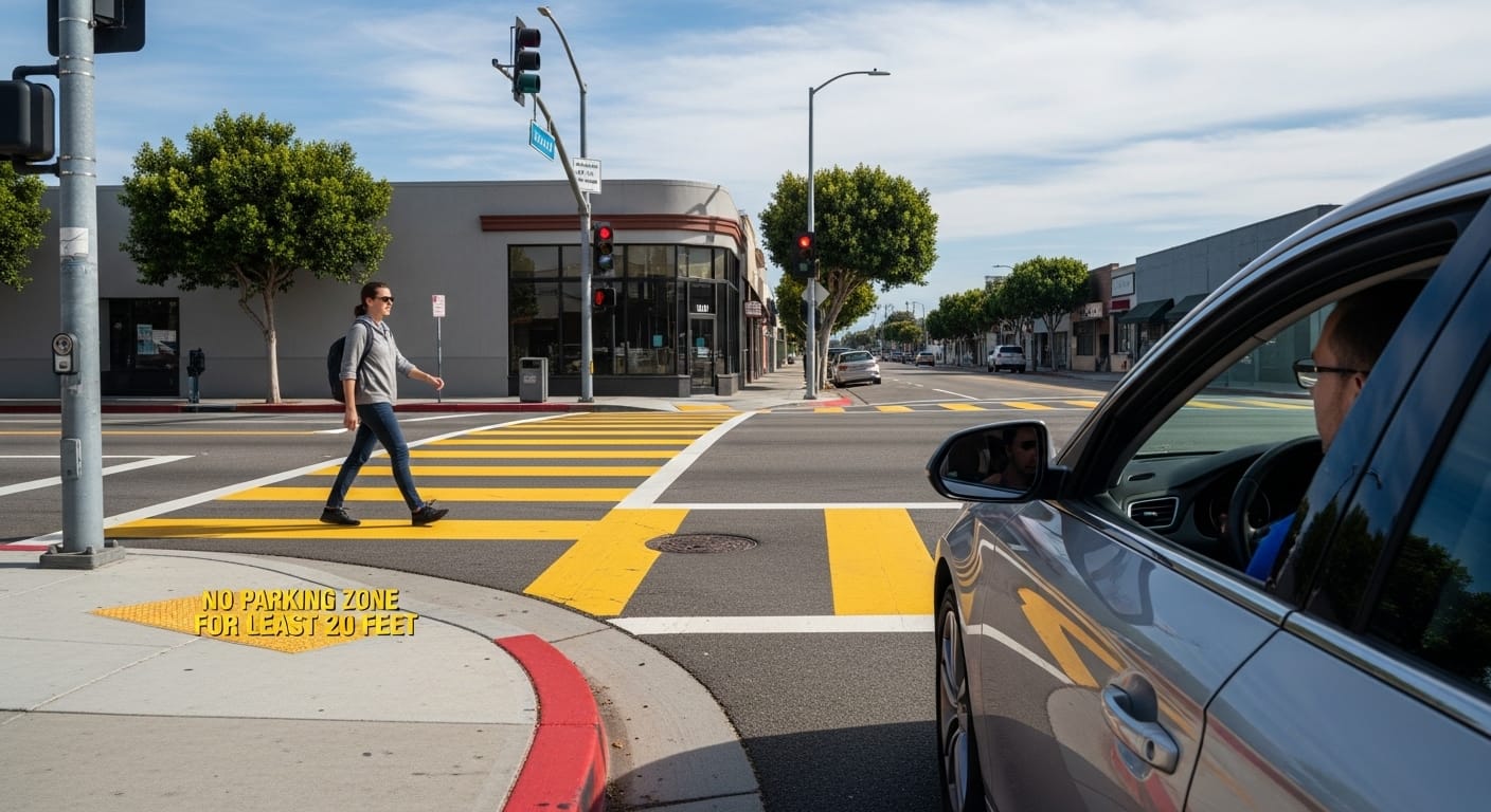 California daylighting law near marked crosswalk