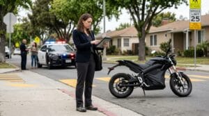 California e-motorcycle accident claims 2026 involving teen rider liability and pedestrian injury evidence